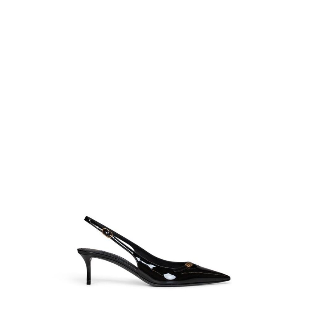 Dolce & Gabbana Women Black Patent Leather Slingback Pumps With Dg Logo